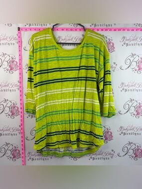Talbots Striped Long Sleeve Top Lime with A stripped pattern